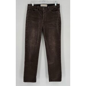 Soft Surroundings Pants Women's Size 6 Brown Corduroy Straight Leg Girlfriend